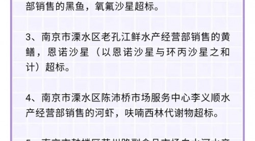 水產(chǎn)品怎么買？南京專項(xiàng)監(jiān)督抽檢結(jié)果公布：五批次超標(biāo)